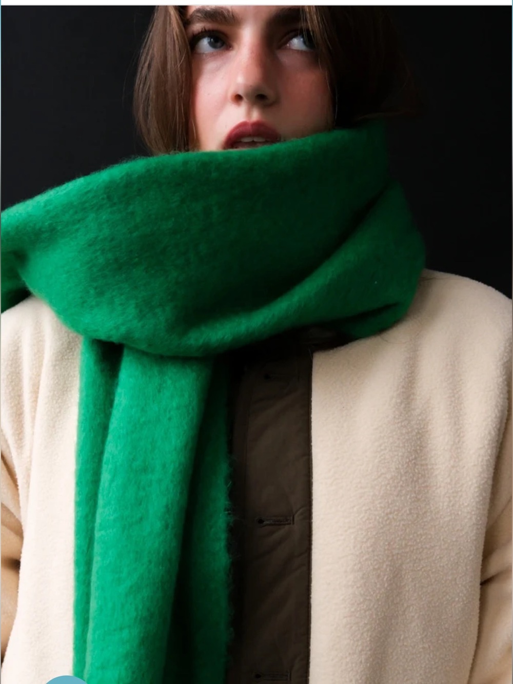 Cozy Oversized Fringe Scarf in Bright Green - Picture 9 of 10